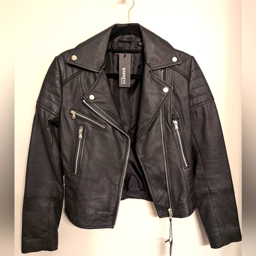 Barney's real leather biker jacket